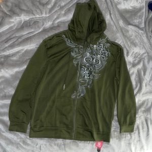 ROMWE Dark Green Oversized Zip-Up Size M